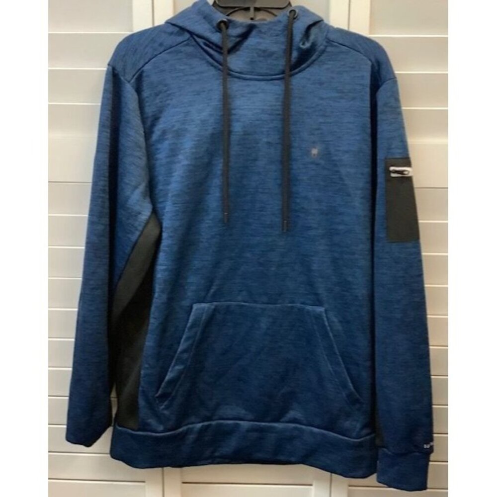 Spyder Active Mens Blue Hooded Sweatshirt Medium 100% Polyester Pullover With Ka